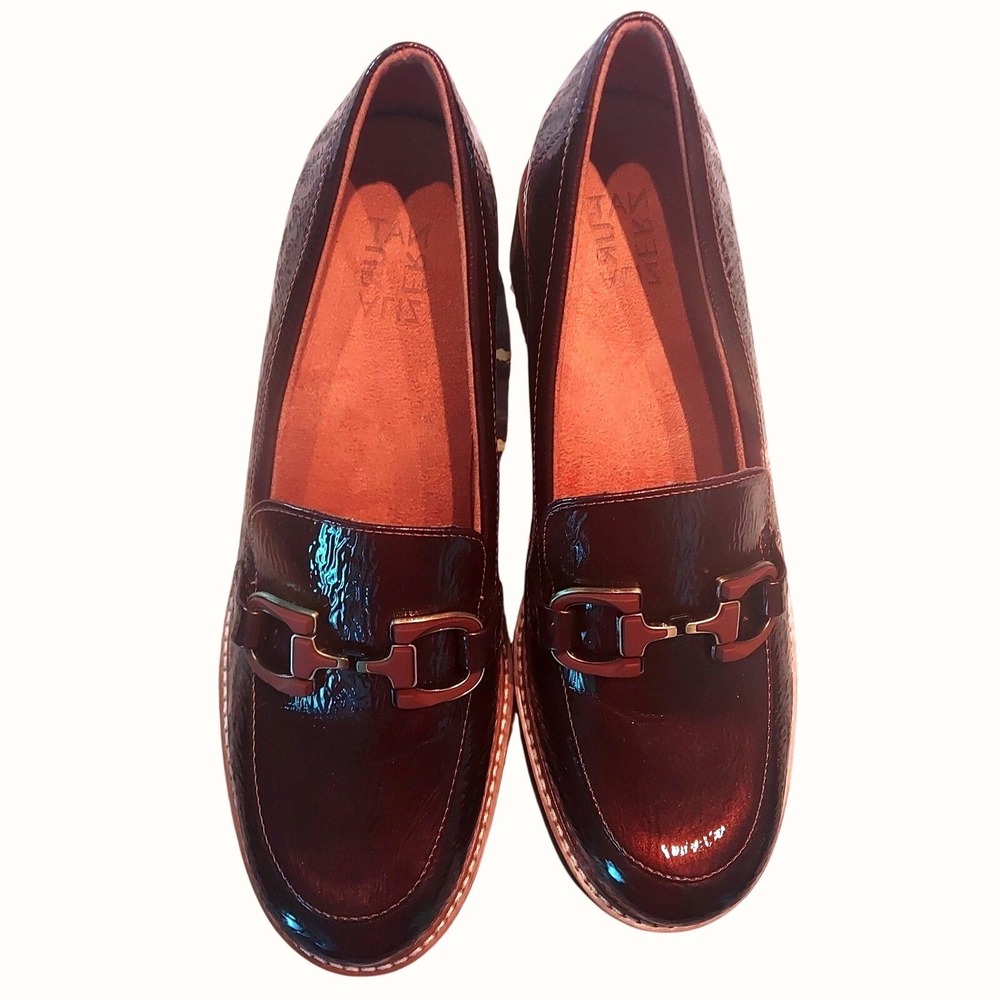 Naturalizer Mahogany Brown Patent Lug Sole Horsebit Platform Loafers Womens 10M